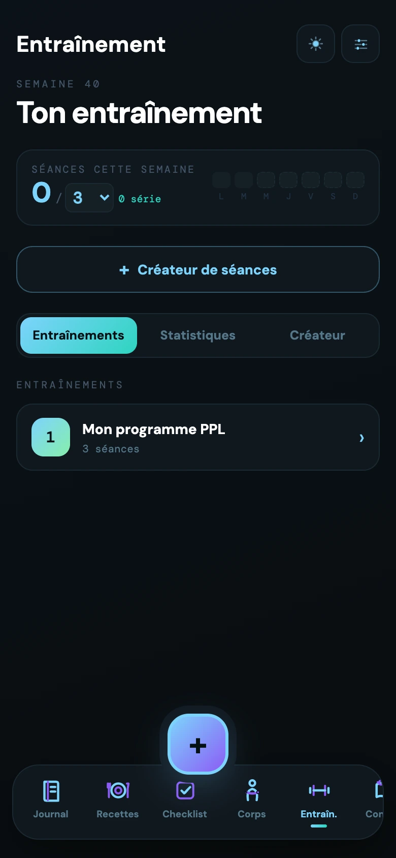 Retrouve tes entraînements